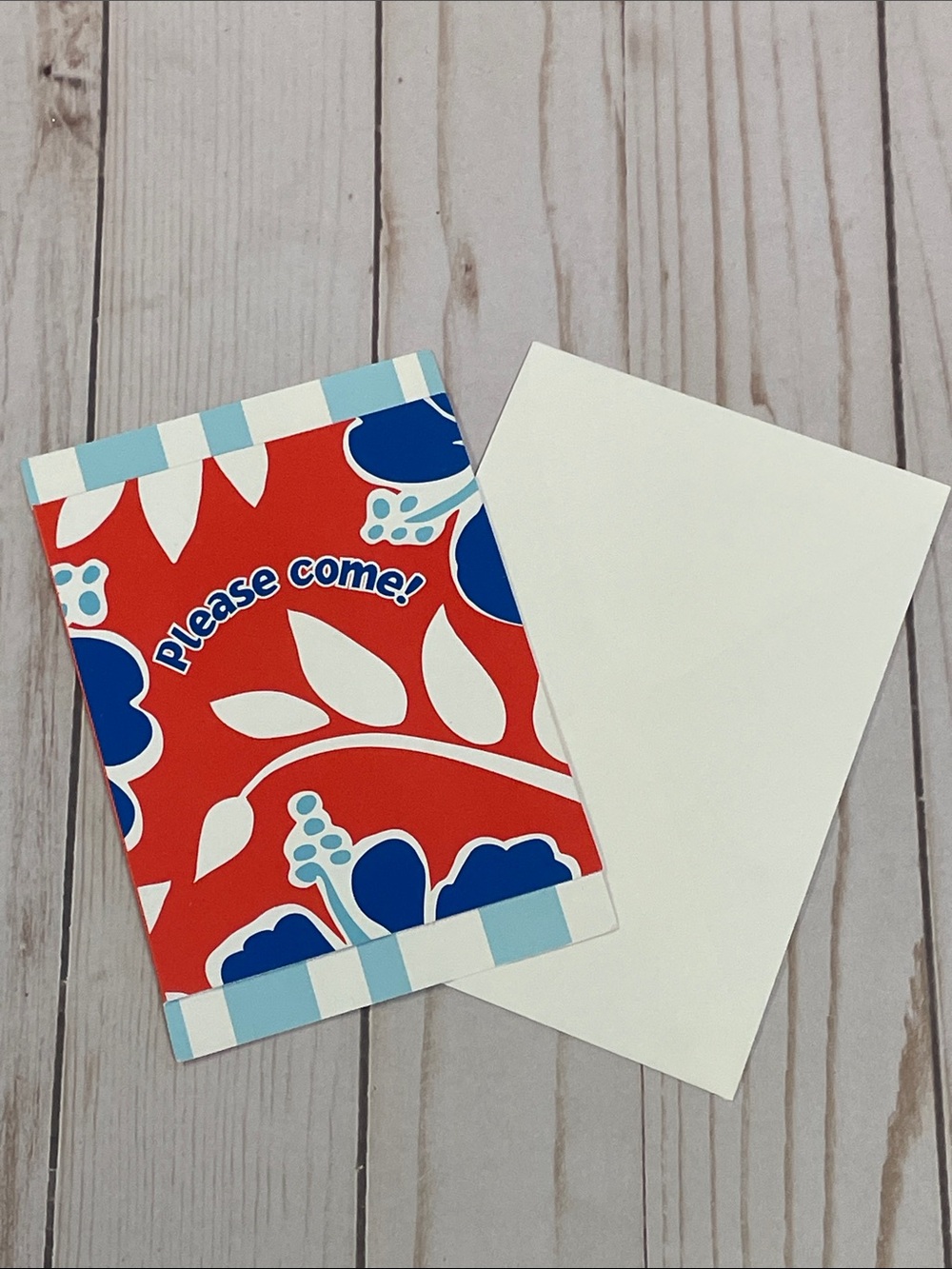 Blue & Red Floral Hawaiian Set of 8 Cards Party Invitations Tropical Invite NEW